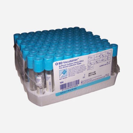 Tube Venous Blood Collection BD Vacutainer® Plus Coagulation Tube Sodium Citrate Additive 13 X 75 mm 2.7 mL Light Blue BD Hemogard™ Closure Plastic Tube (100/BX 10BX/CS) (Expiry date lead 90 days) by BD  ID 363083